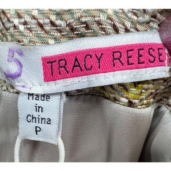 Revolve Tracy Reese Shift Dress XS Tan Zig Zag Rafia Cross Back Boho Retro NEW - Picture 11 of 16